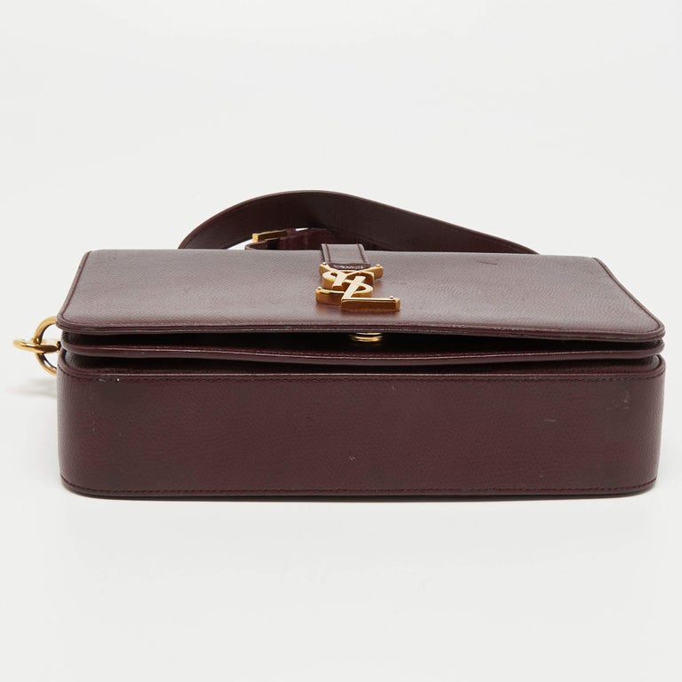 Saint Laurent Burgundy Leather Medium Monogram Universite Shoulder Bag