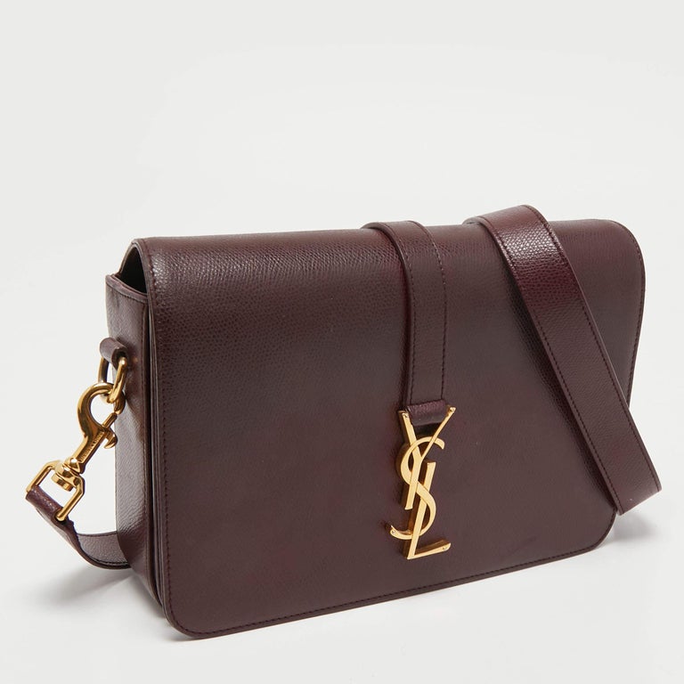 Saint Laurent Burgundy Leather Medium Monogram Universite Shoulder Bag