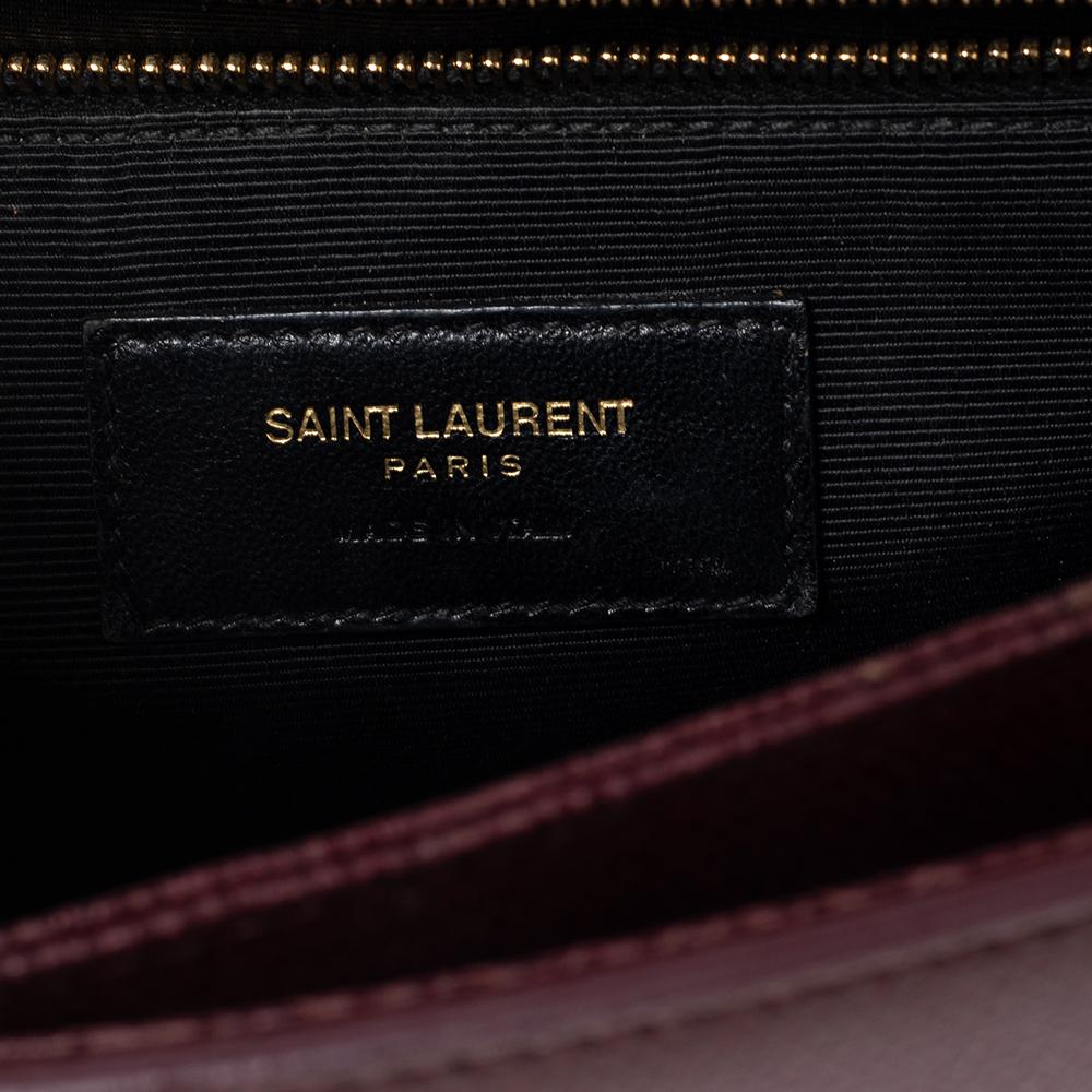 Saint Laurent Burgundy Leather Medium Monogram Universite Shoulder Bag 1
