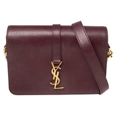 Saint Laurent Burgundy Leather Medium Monogram Universite Shoulder Bag