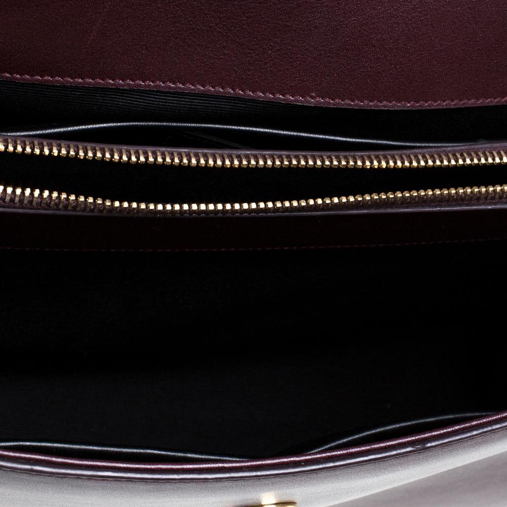 Saint Laurent Burgundy Leather Medium Moujik Top Handle Bag 2