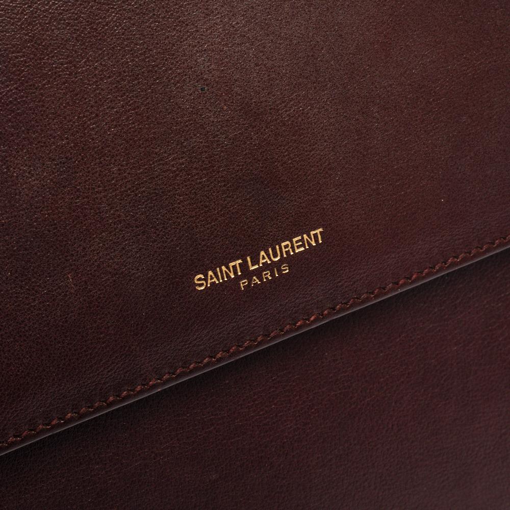 Saint Laurent Burgundy Leather Medium Moujik Top Handle Bag 5