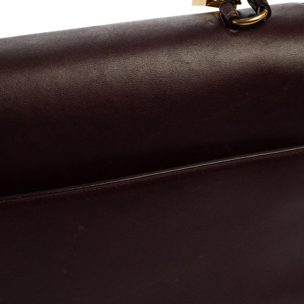 Saint Laurent Burgundy Leather Medium Moujik Top Handle Bag In Good Condition In Dubai, Al Qouz 2