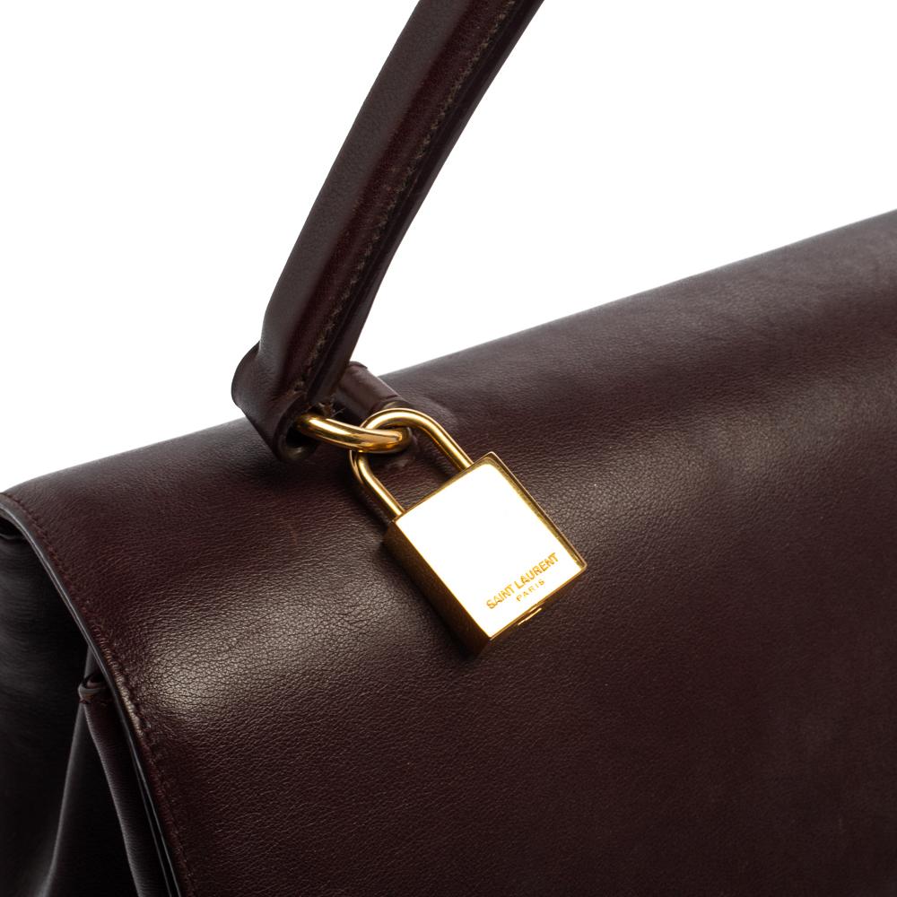 Women's Saint Laurent Burgundy Leather Medium Moujik Top Handle Bag