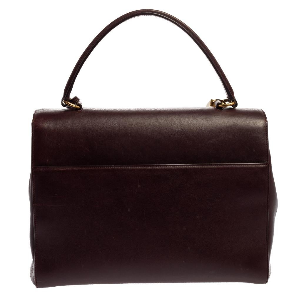 Saint Laurent Burgundy Leather Medium Moujik Top Handle Bag 1