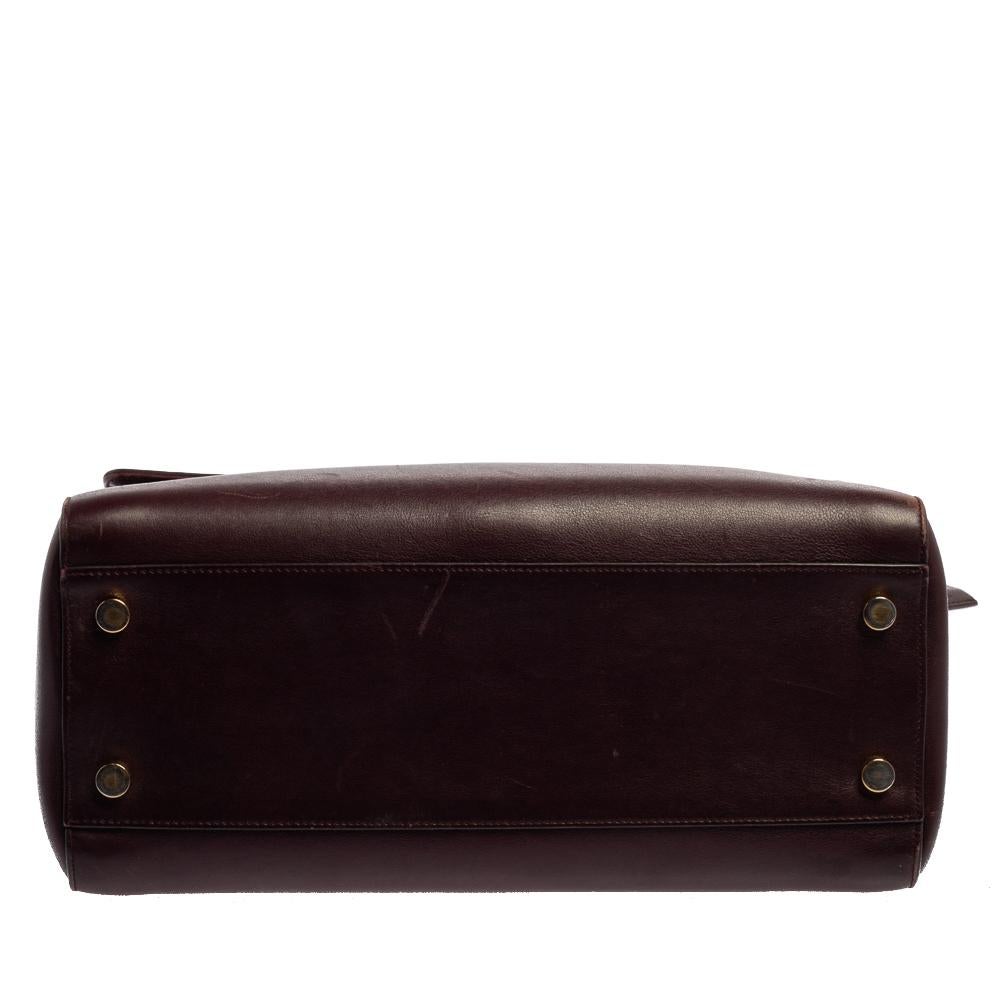 Saint Laurent Burgundy Leather Medium Moujik Top Handle Bag 2