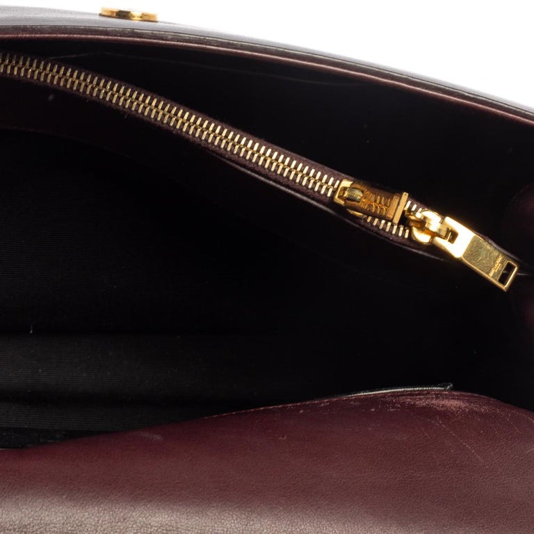 Saint Laurent Burgundy Leather Medium Moujik Top Handle Bag at 1stDibs