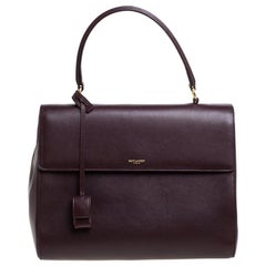 Saint Laurent Burgundy Leather Medium Moujik Top Handle Bag