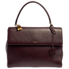 Saint Laurent Burgundy Leather Medium Moujik Top Handle Bag