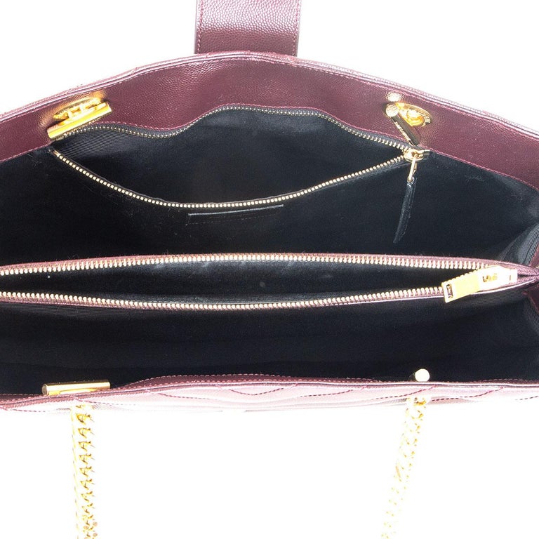 Shopping leather tote Saint Laurent Burgundy in Leather - 33095730