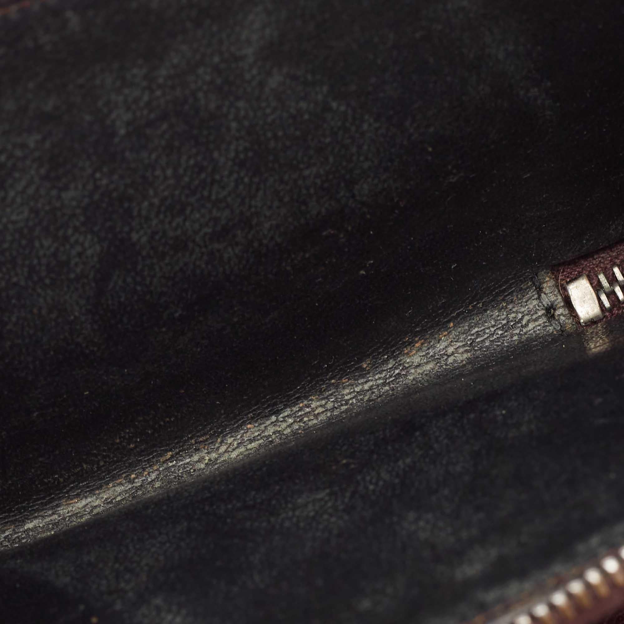 Saint Laurent Burgundy Leather Monogram Zip Around Wallet In Fair Condition In Dubai, Al Qouz 2
