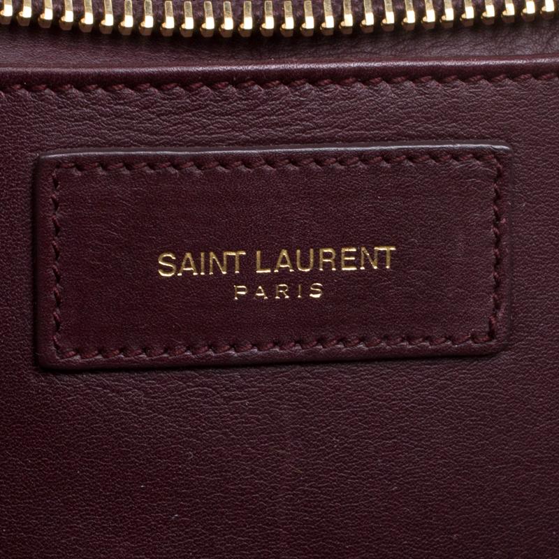 Women's Saint Laurent Burgundy Leather Small Cabas Chyc Tote
