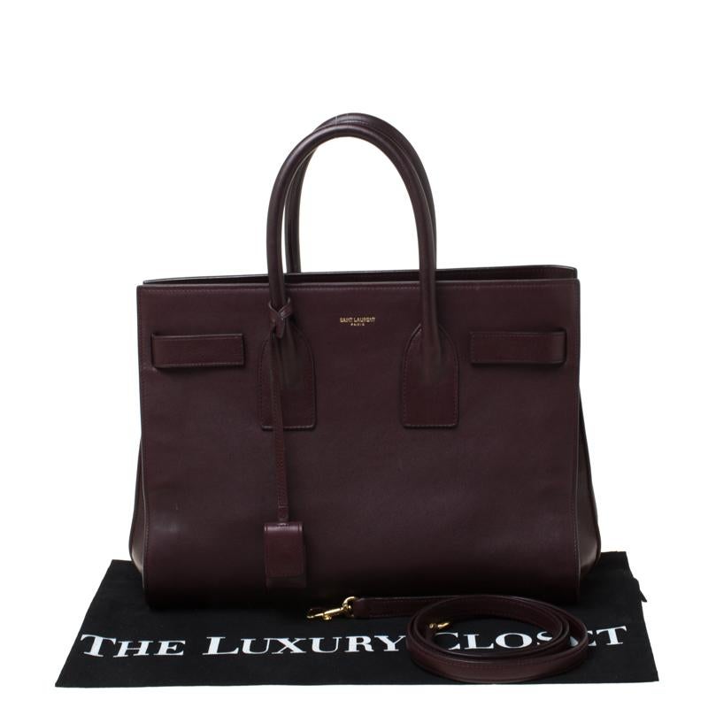 Saint Laurent Burgundy Leather Small Classic Sac De Jour Top Handle Bag 5