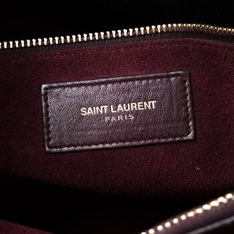 Women's Saint Laurent Burgundy Leather Small Classic Sac De Jour Top Handle Bag