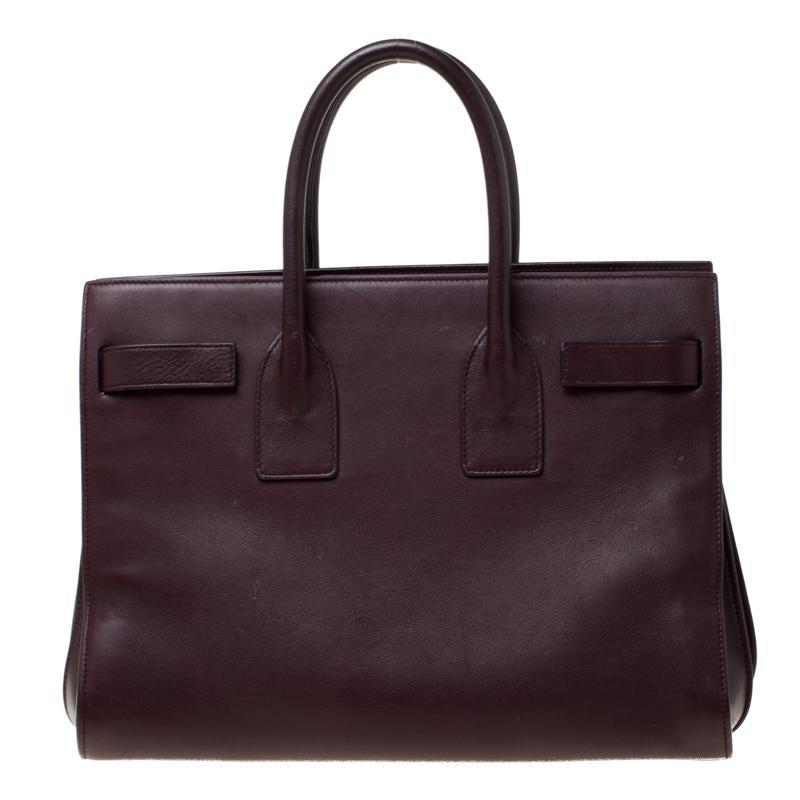 Saint Laurent Burgundy Leather Small Classic Sac De Jour Top Handle Bag 2