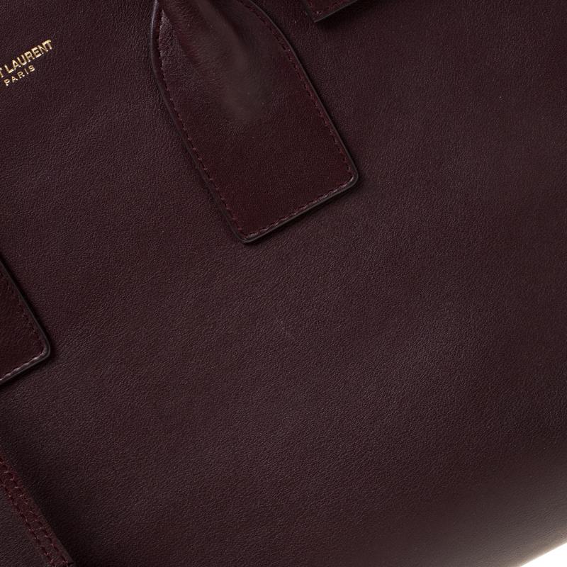 Saint Laurent Burgundy Leather Small Classic Sac De Jour Top Handle Bag 3