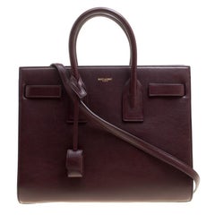 Saint Laurent Burgundy Leather Small Classic Sac De Jour Top Handle Bag