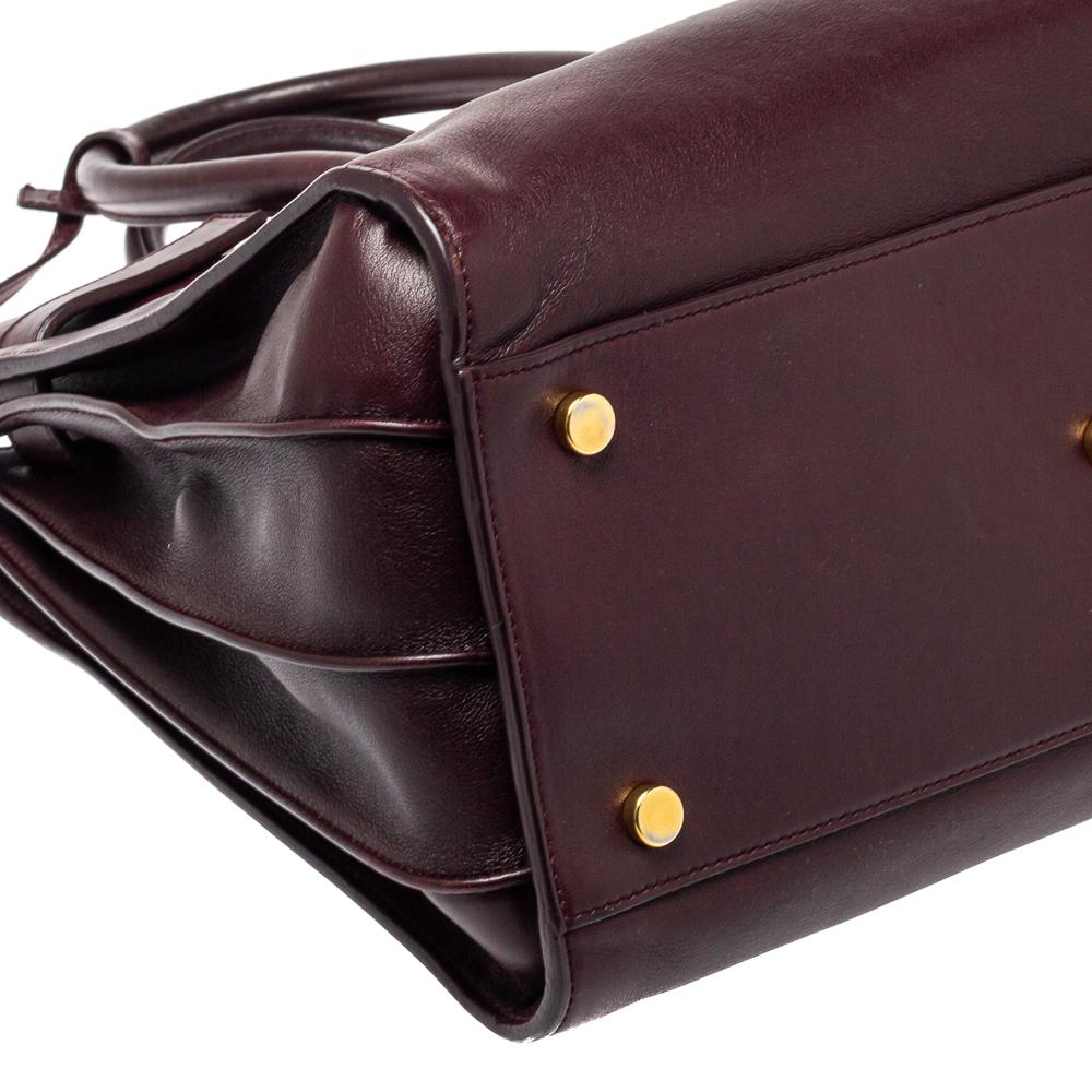 Saint Laurent Burgundy Leather Small Classic Sac De Jour Tote 5