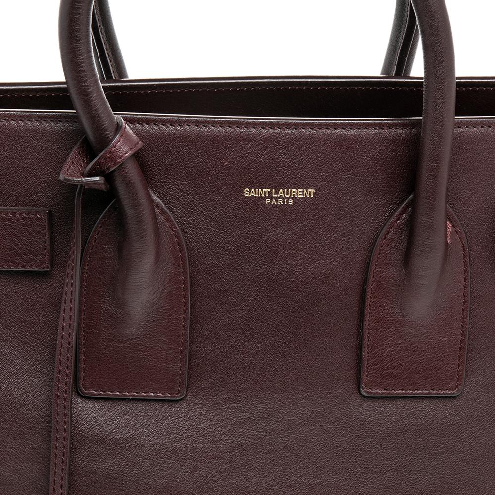 Saint Laurent Burgundy Leather Small Classic Sac De Jour Tote 5