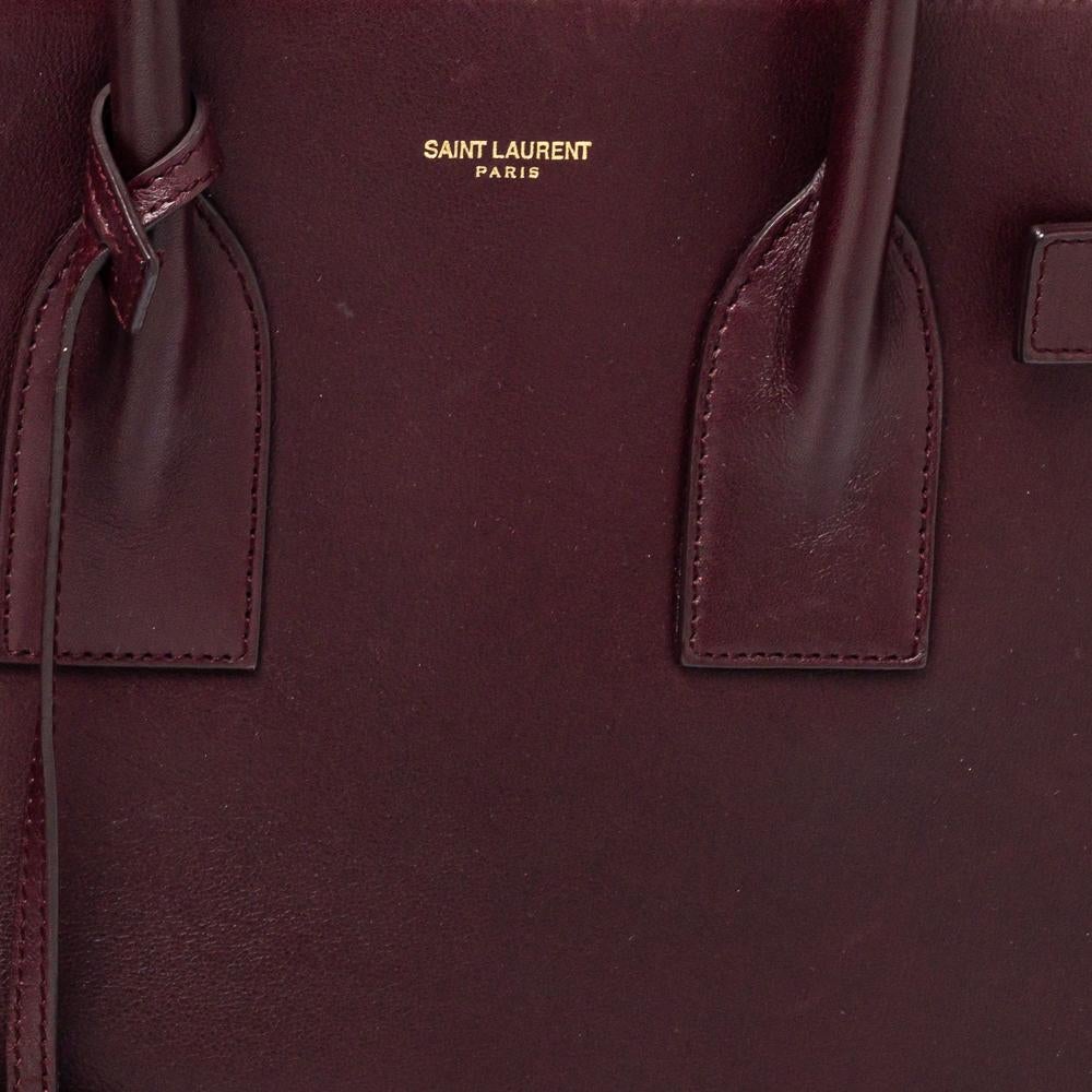 Saint Laurent Burgundy Leather Small Classic Sac De Jour Tote 6