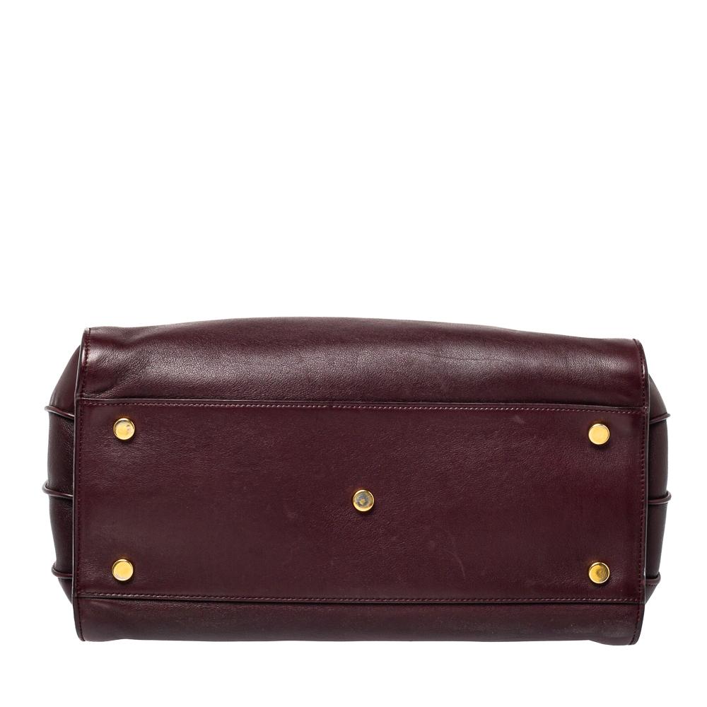 Women's Saint Laurent Burgundy Leather Small Classic Sac De Jour Tote