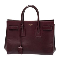 Saint Laurent Burgundy Leather Small Classic Sac De Jour Tote