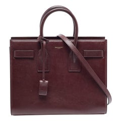 Saint Laurent Burgundy Leather Small Classic Sac De Jour Tote
