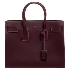 Saint Laurent Burgundy Leather Small Classic Sac De Jour Tote