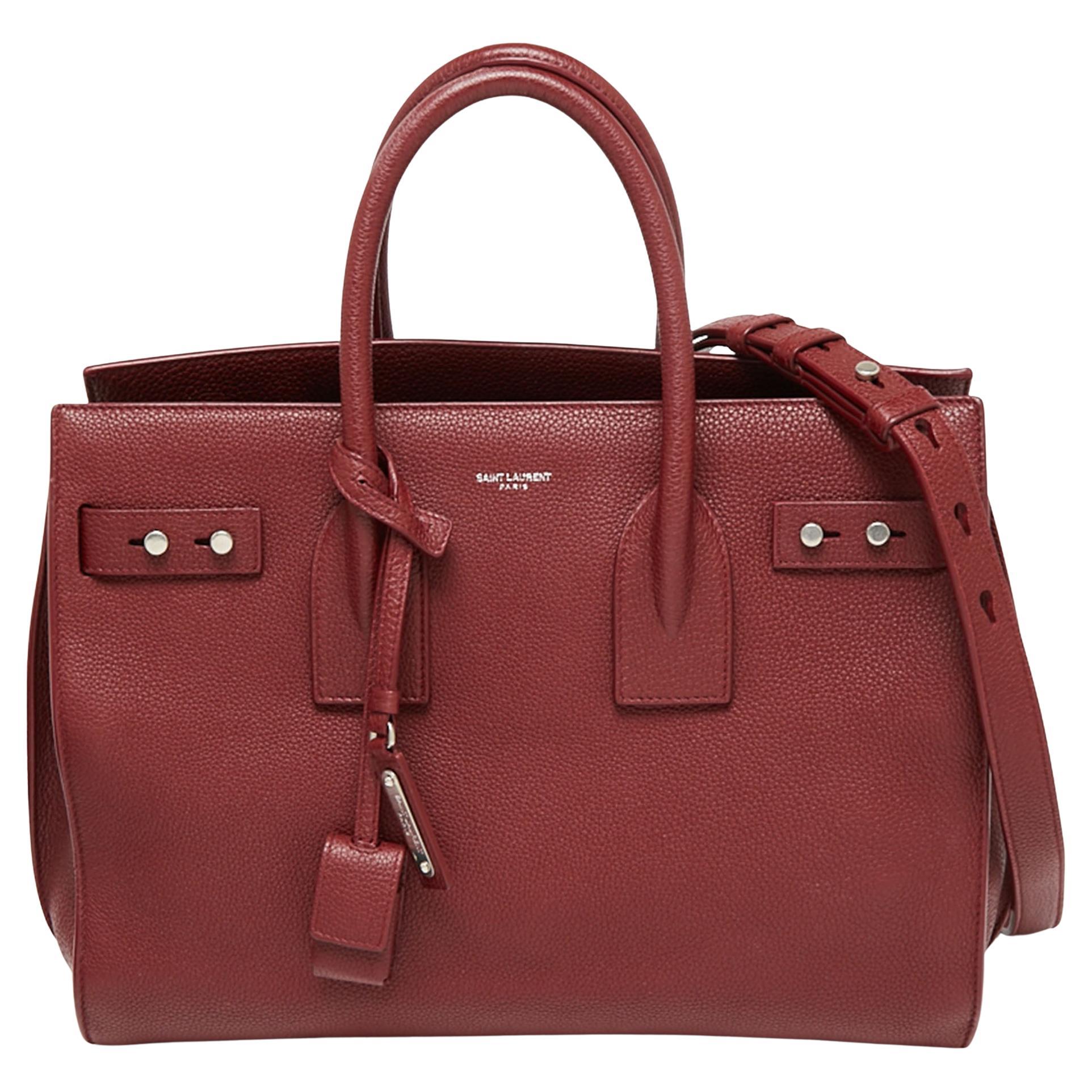 Saint Laurent Red Croc Embossed Leather Small Classic Sac De Jour Tote
