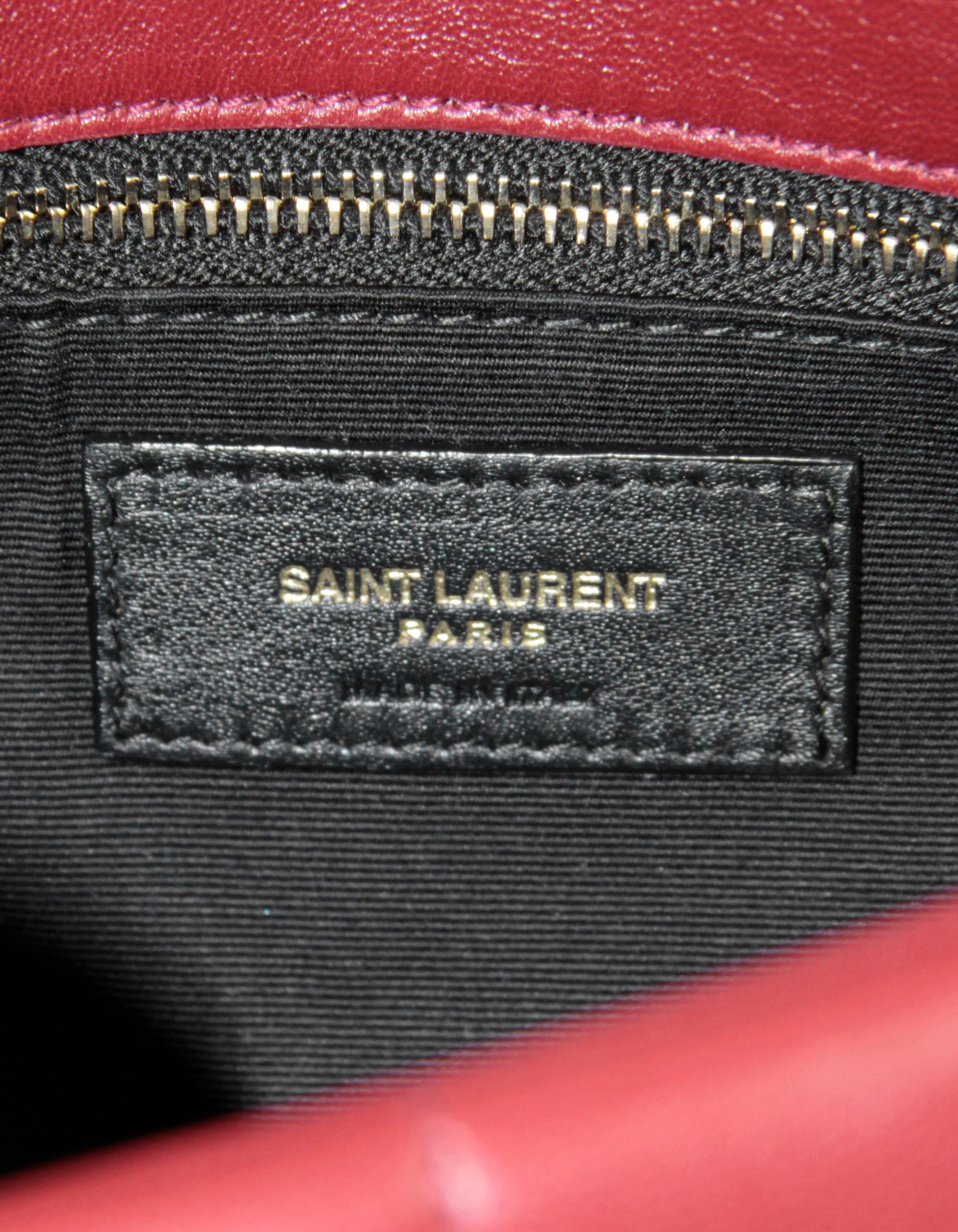 Saint Laurent Burgundy Leather Small Loulou Puffer Bag 3