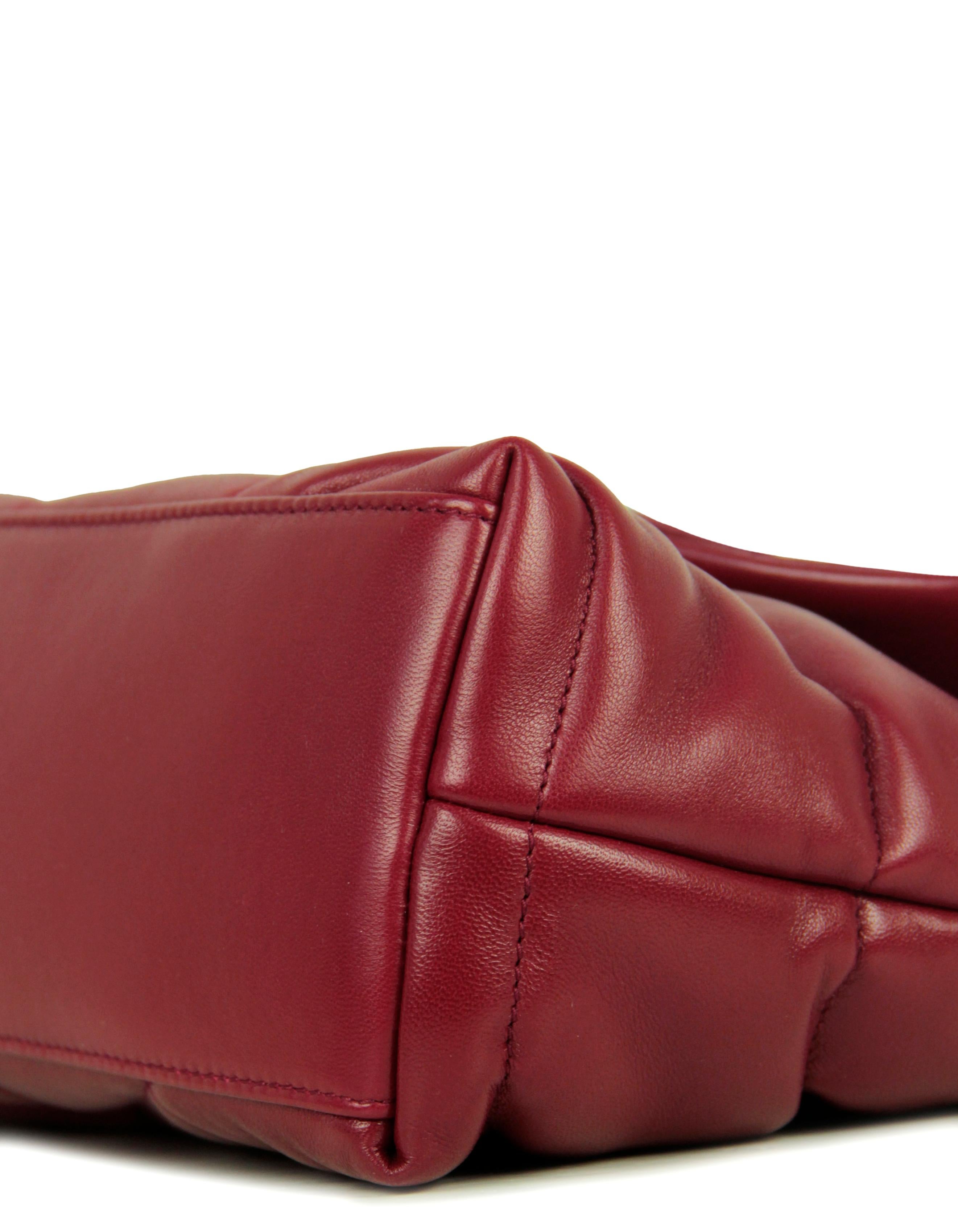 Saint Laurent Burgundy Leather Small Loulou Puffer Bag In Excellent Condition In New York, NY