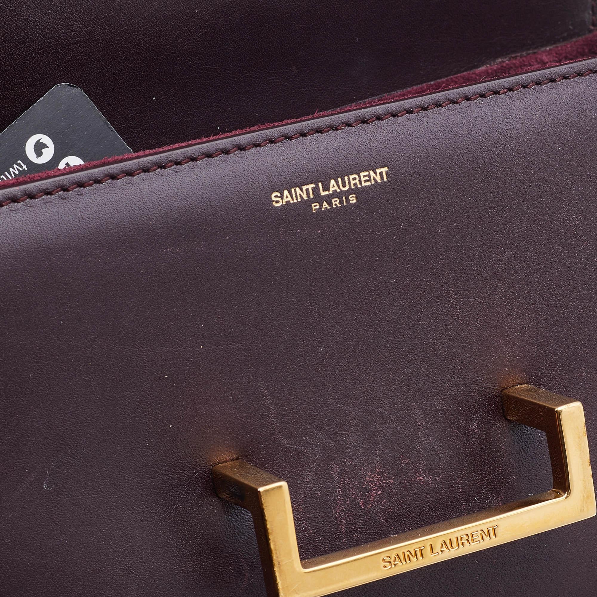 Saint Laurent Burgundy Leather Small Lulu Shoulder Bag 7