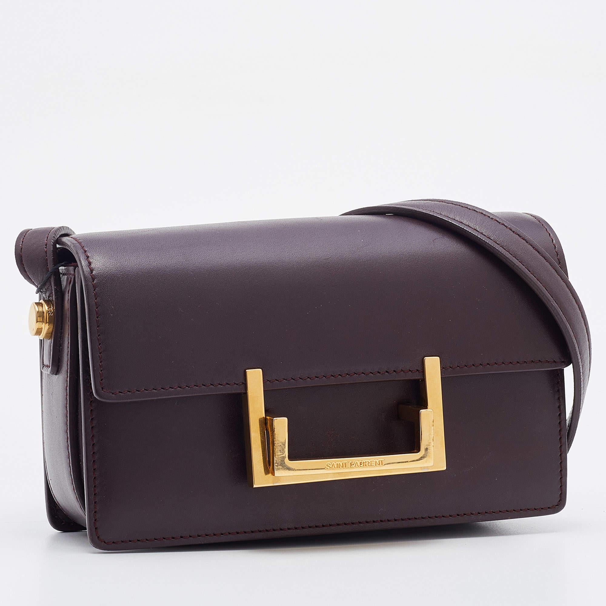 Women's Saint Laurent Burgundy Leather Small Lulu Shoulder Bag