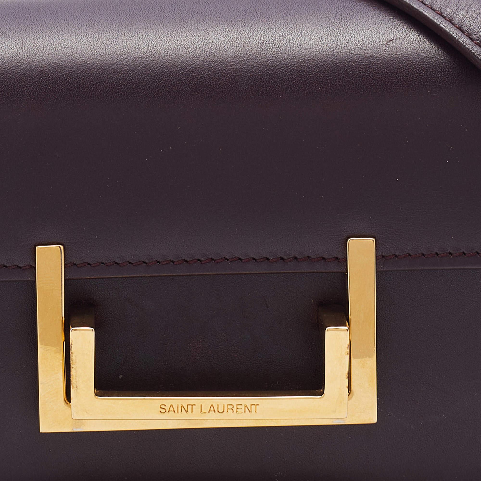 Saint Laurent Burgundy Leather Small Lulu Shoulder Bag 2