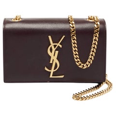 Saint Laurent Burgundy Leather Small Monogram Kate Chain Bag