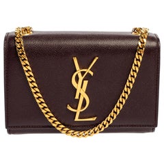 Saint Laurent Burgundy Leather Small Monogram Kate Shoulder Bag