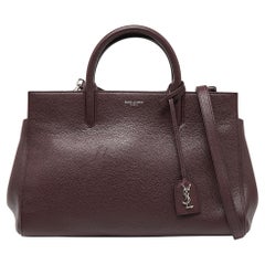 Saint Laurent Burgundy Leather Small Rive Gauche Cabas Tote