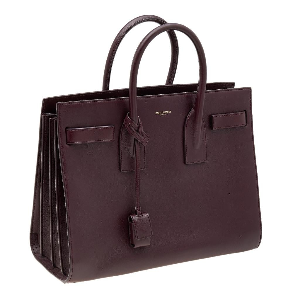 Saint Laurent Burgundy Leather Small Sac De Jour Tote 4