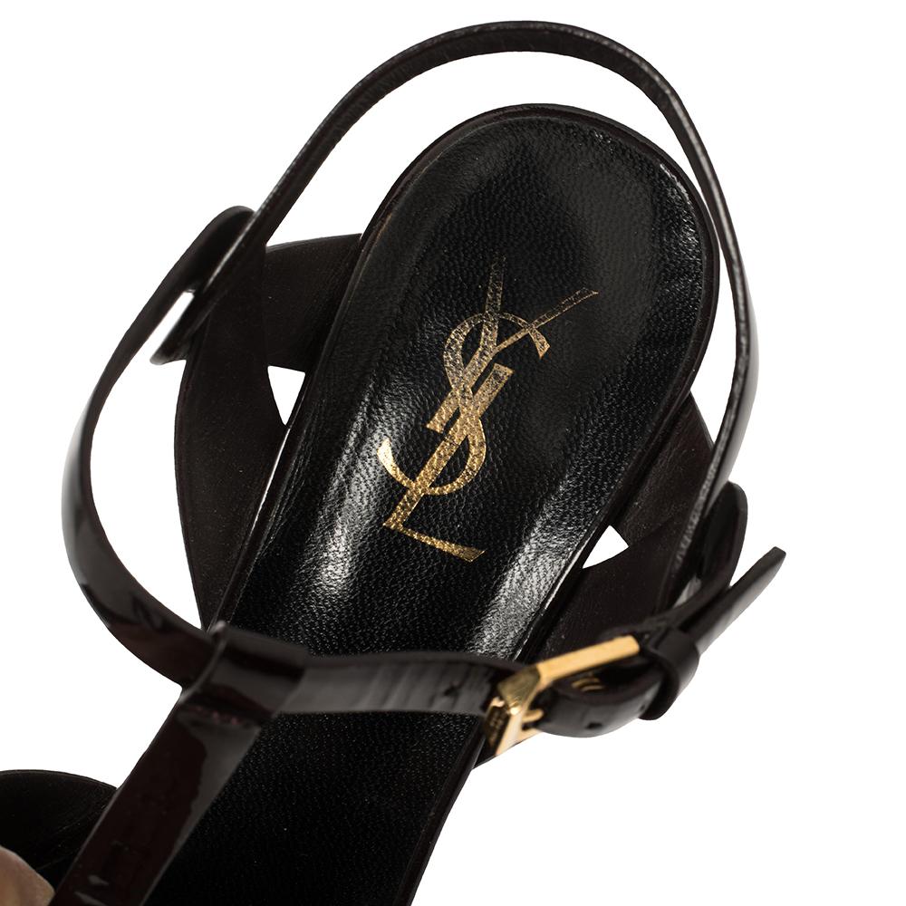 Saint Laurent Burgundy Leather Tribute Sandals Size 39.5 2