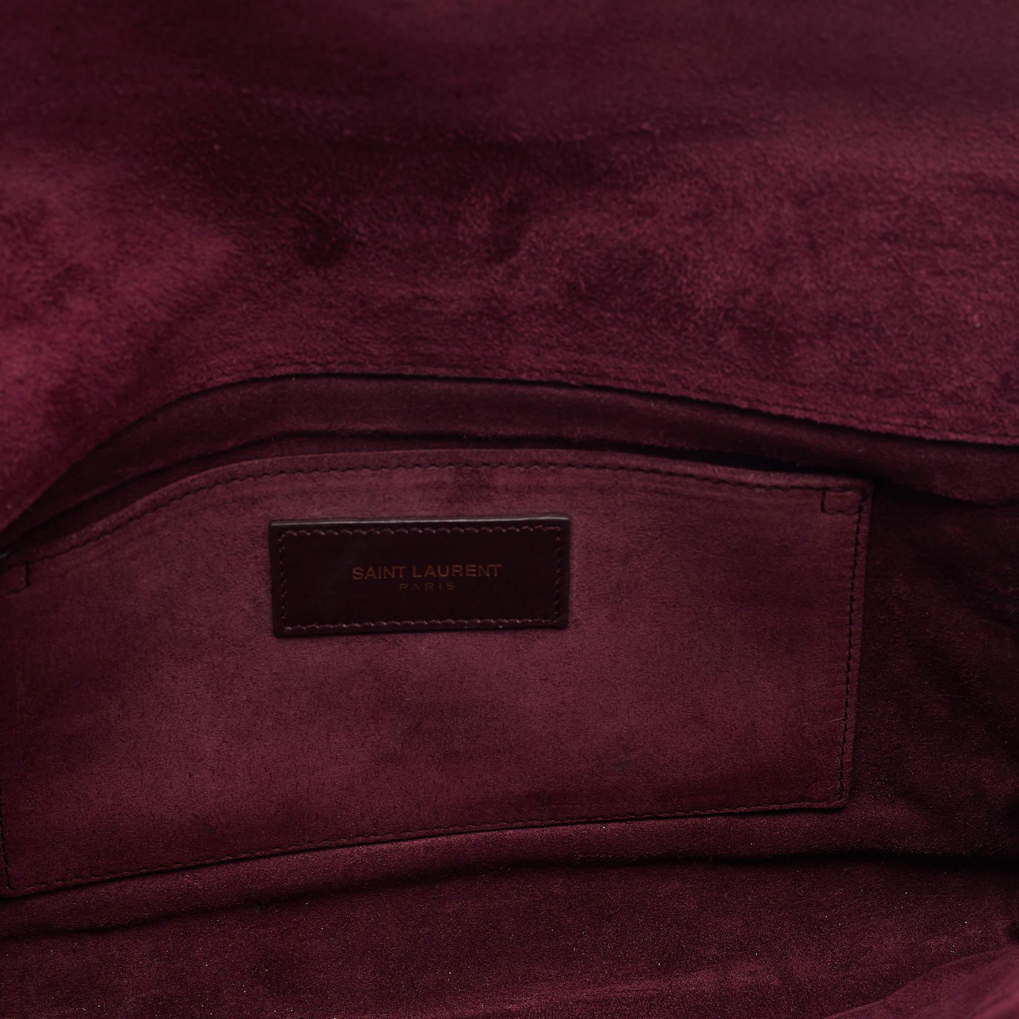 Saint Laurent Burgundy Leather Y-Ligne Clutch 5