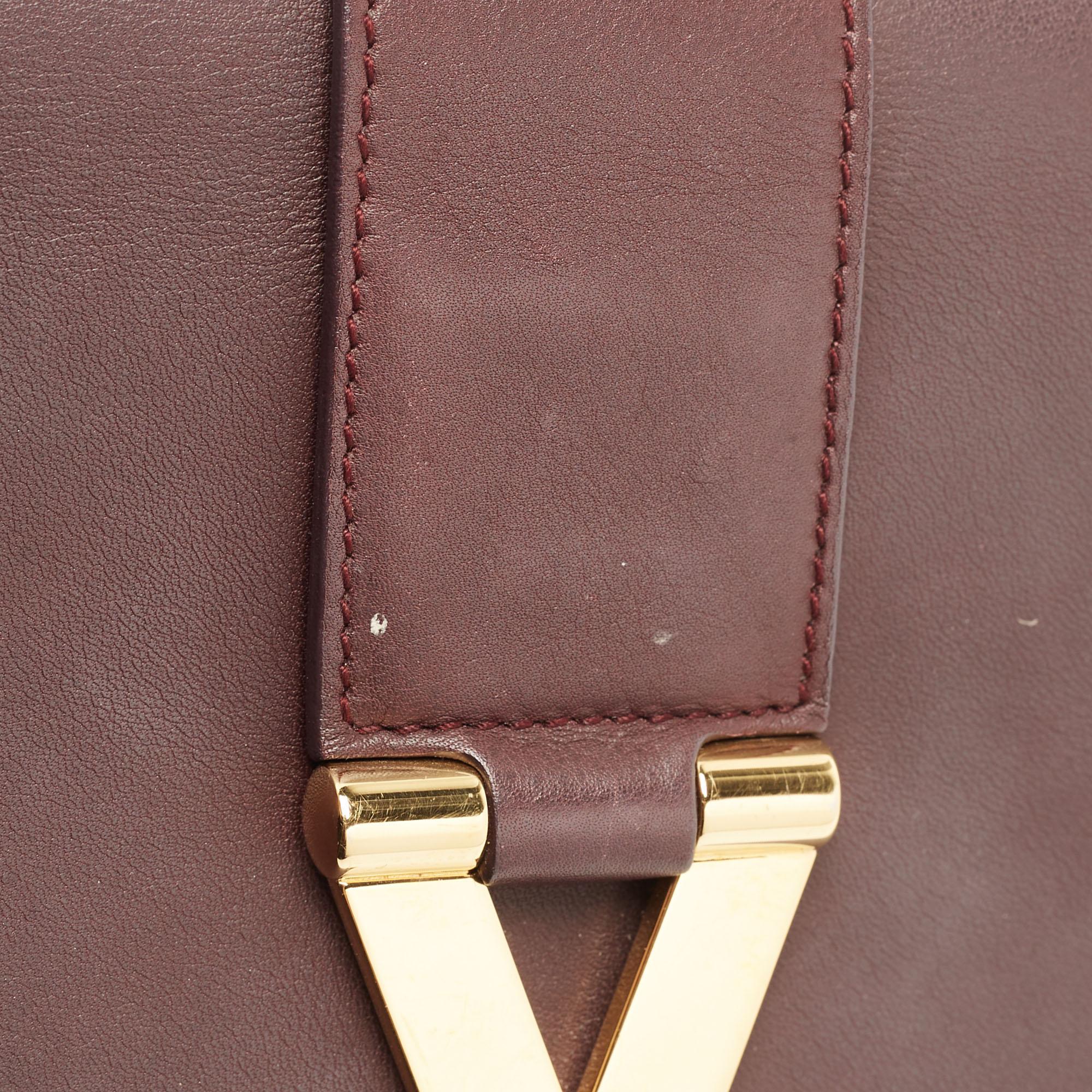 Saint Laurent Burgundy Leather Y-Ligne Clutch 6