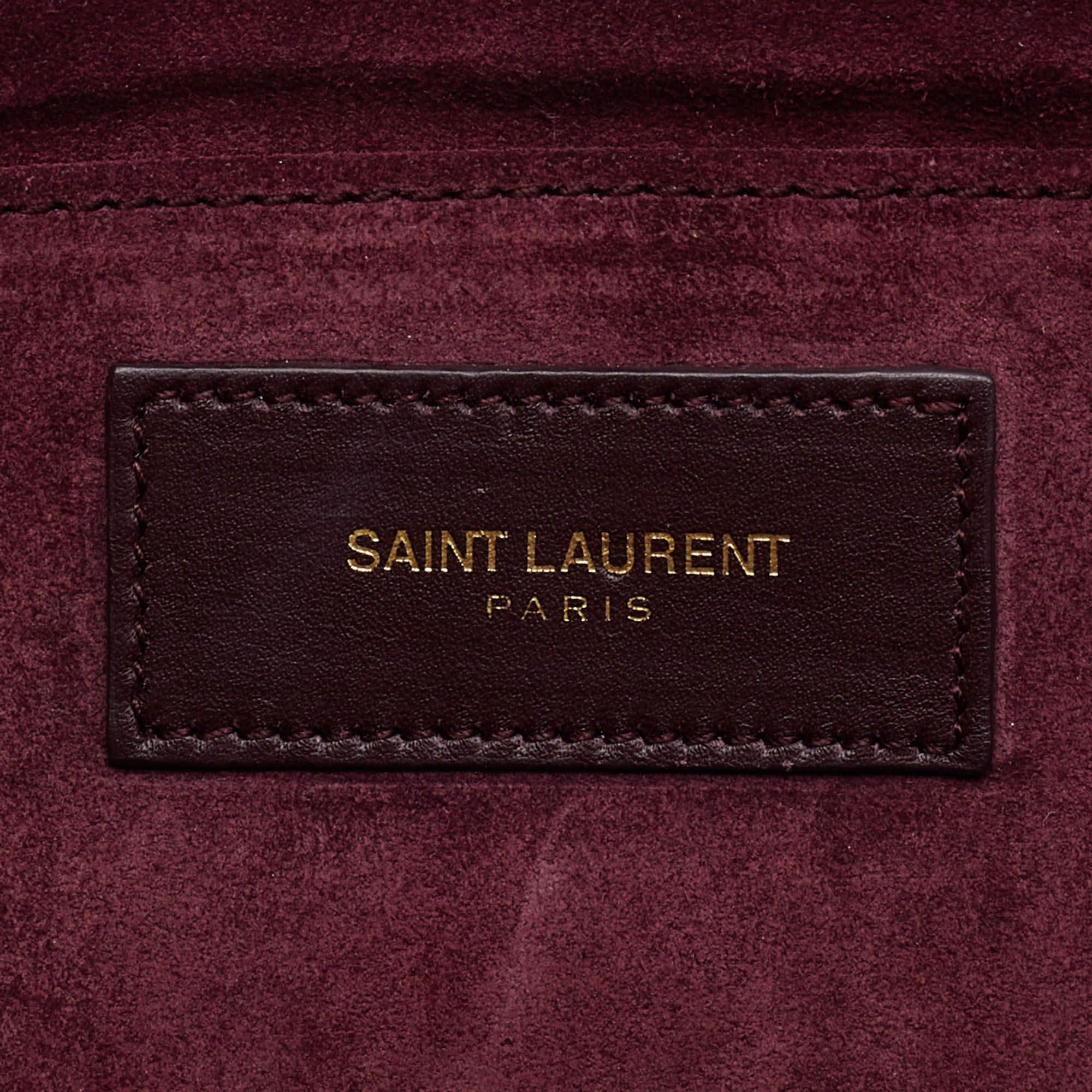 Saint Laurent Burgundy Leather Y-Ligne Clutch 4