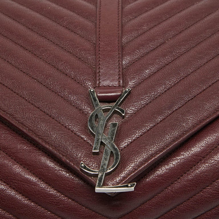 Saint Laurent Burgundy Matelass Leather Large College Top Handle