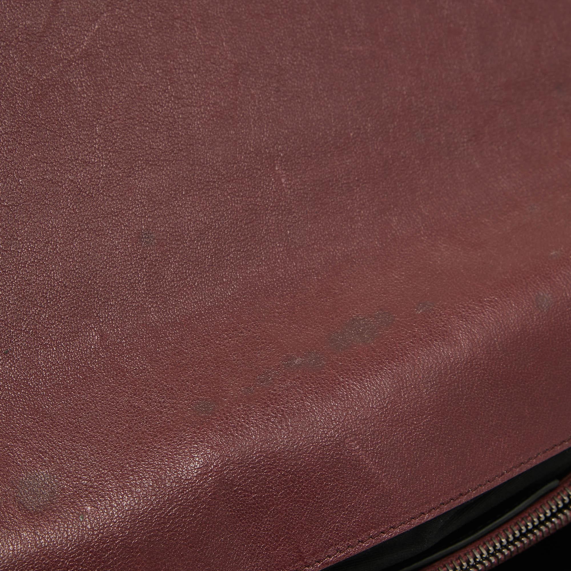 Saint Laurent Bolso Colegial Grande de Asa Superior de Piel de Matelass Borgoña 1