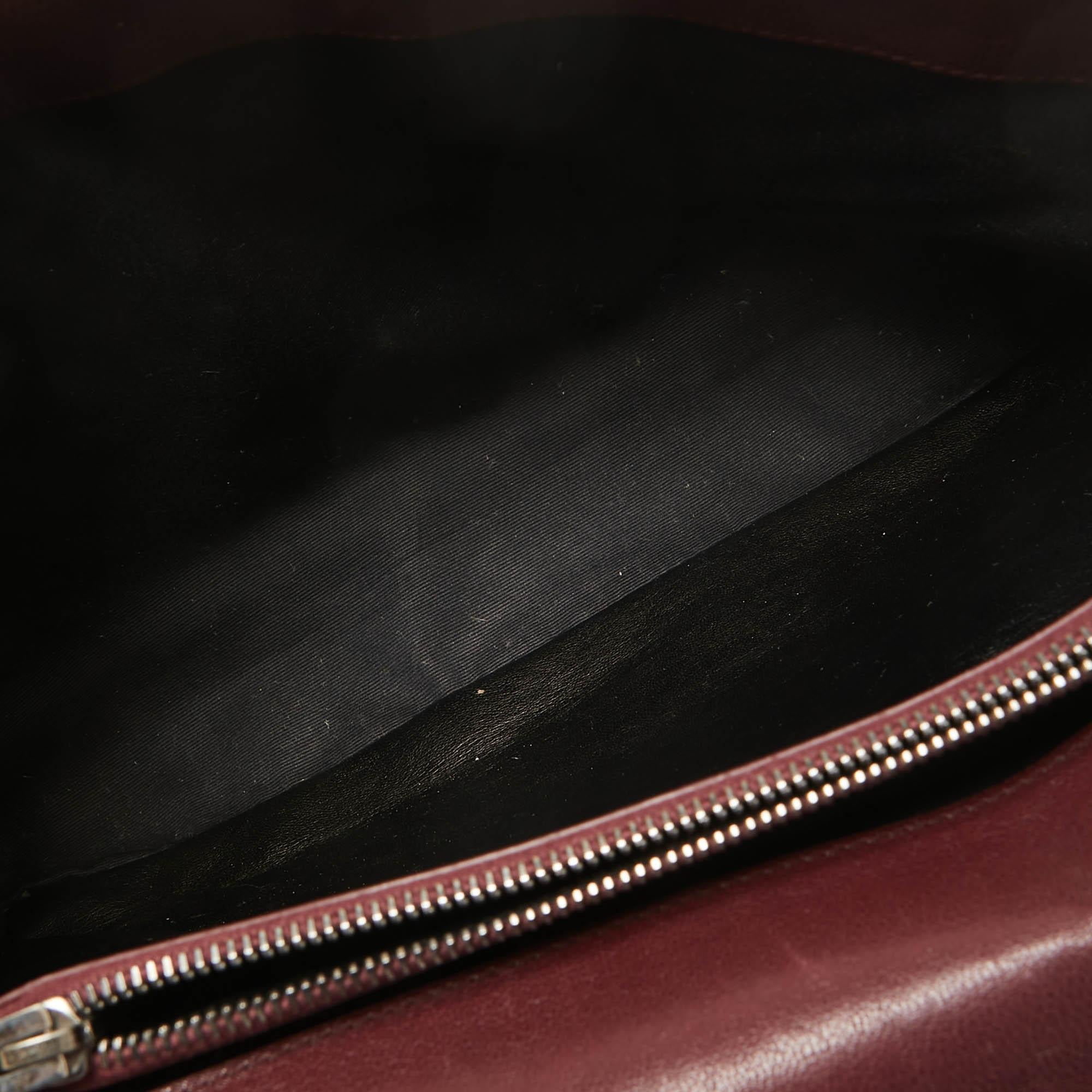 Saint Laurent Bolso Colegial Grande de Asa Superior de Piel de Matelass Borgoña 4