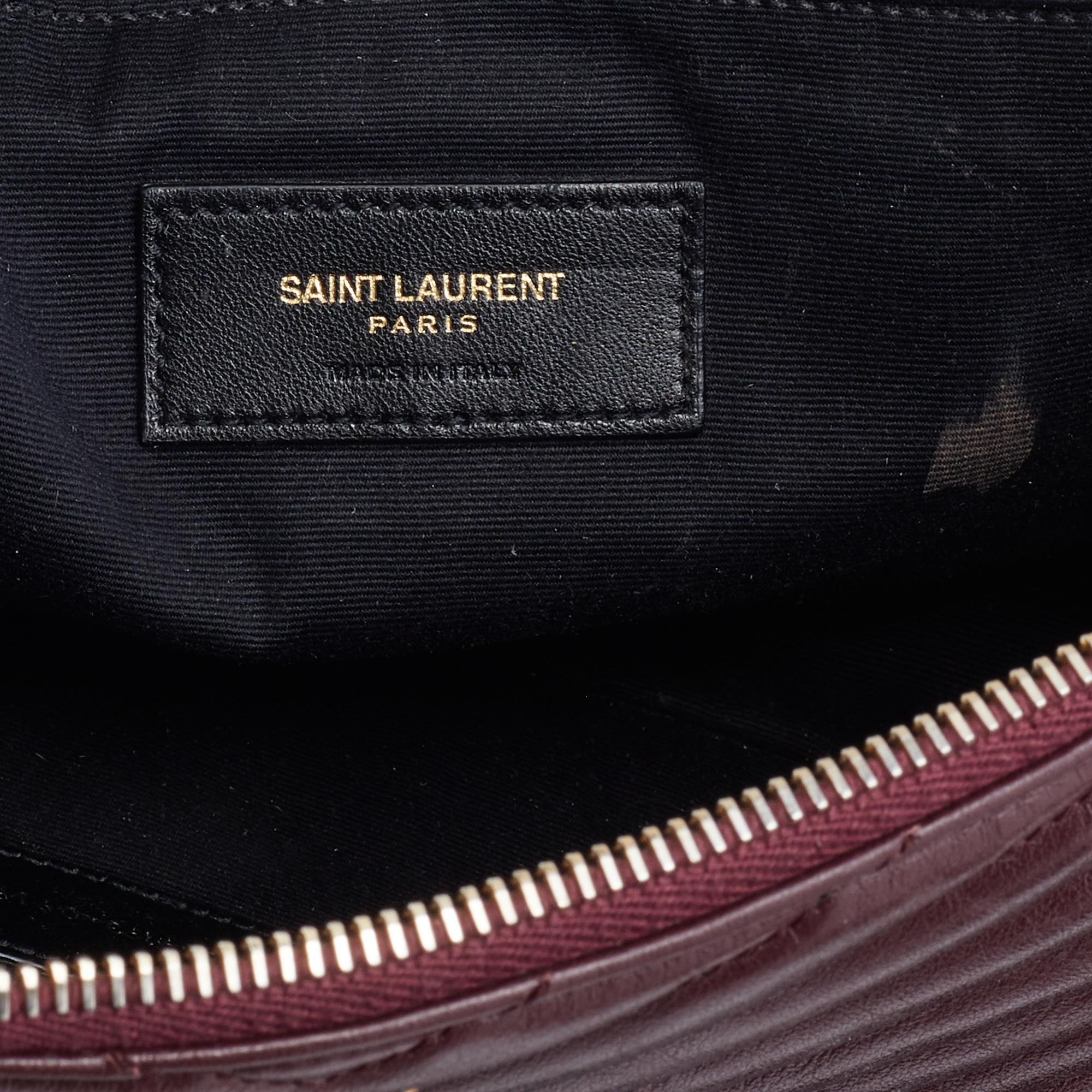 Saint Laurent Burgundy Matelasse Leather Cassandre Clutch In Good Condition In Dubai, Al Qouz 2