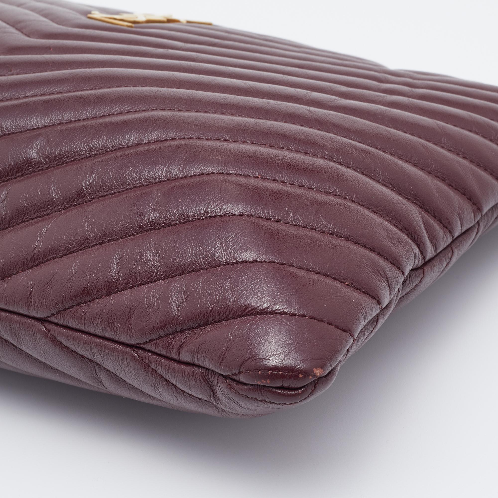 Women's Saint Laurent Burgundy Matelasse Leather Cassandre Clutch