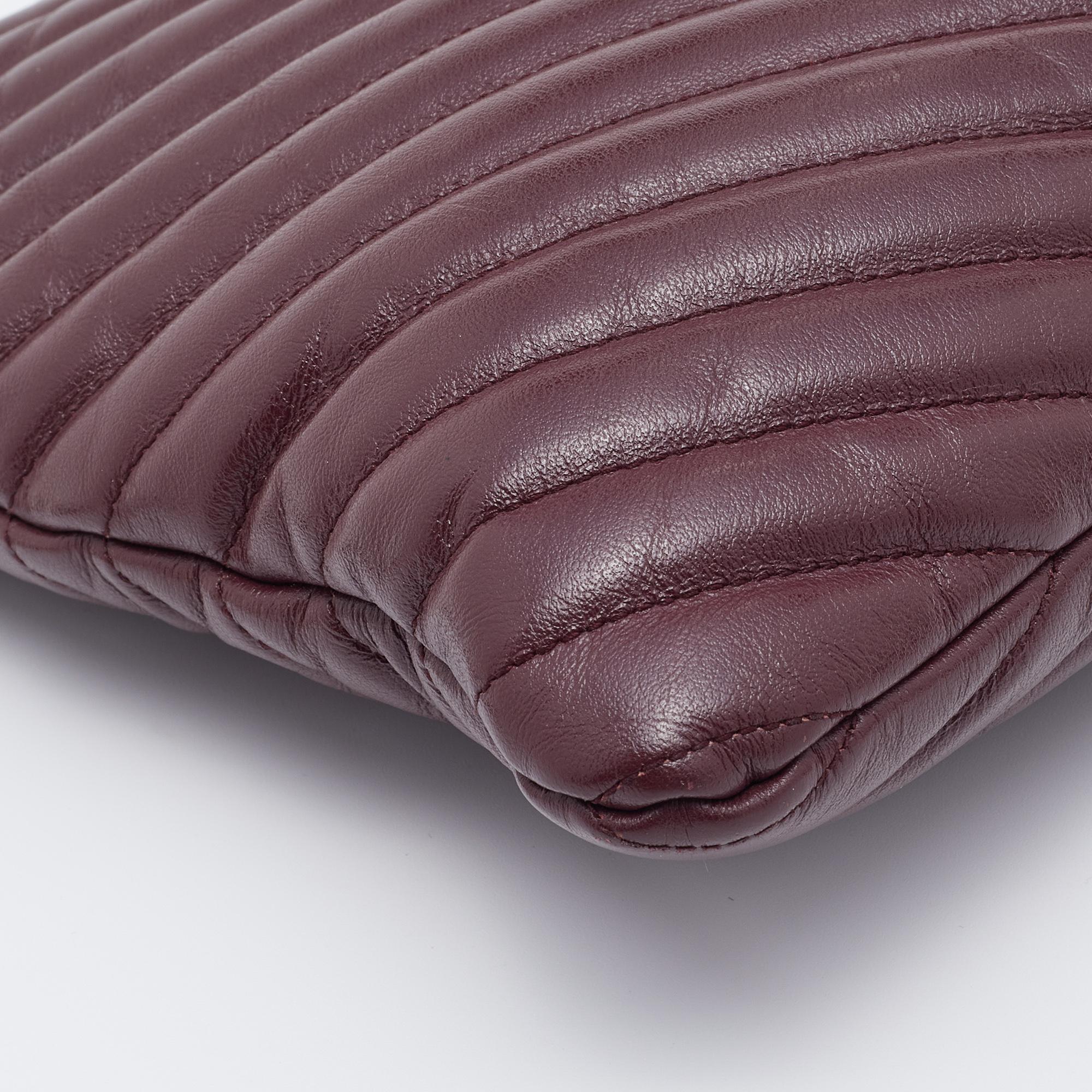Saint Laurent Burgundy Matelasse Leather Cassandre Clutch 1