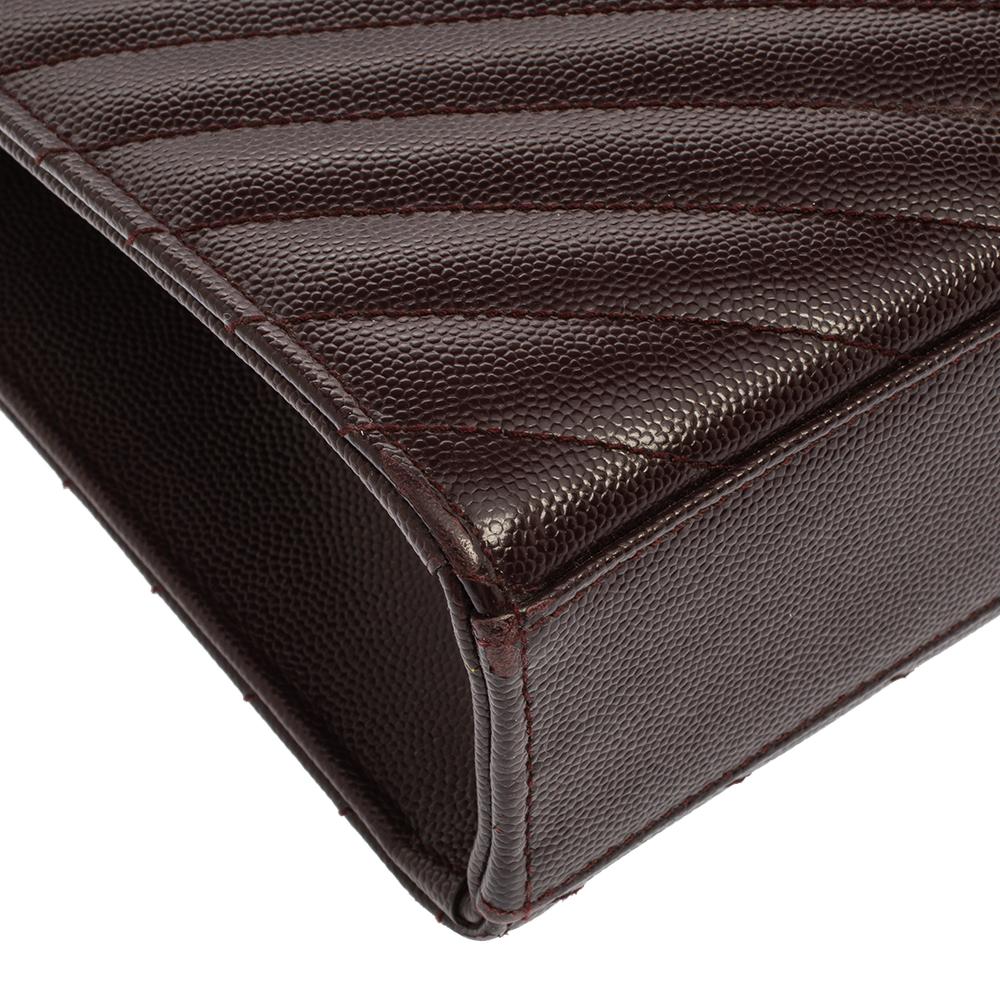 Saint Laurent Burgundy Matelasse Leather Large Cassandre Flap Bag In Good Condition In Dubai, Al Qouz 2