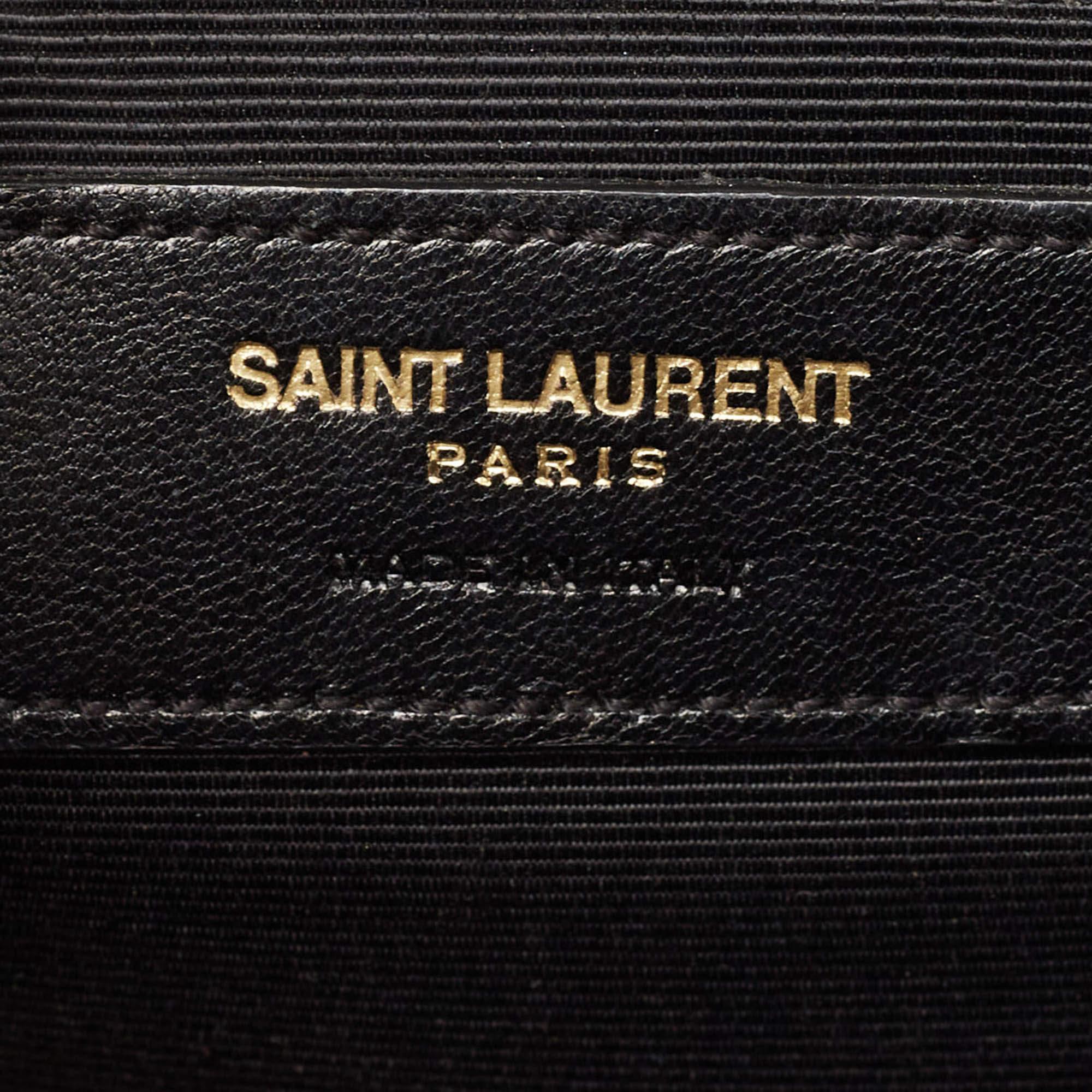 Saint Laurent Burgundy Matelasse Leather Large Monogram Envelope Shoulder Bag For Sale 8